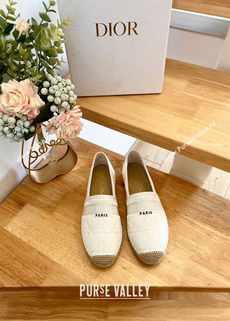 Dior Granville Espadrilles Flat in White Quilted Cannage Calfskin 2024 1231 (HB-241231079)