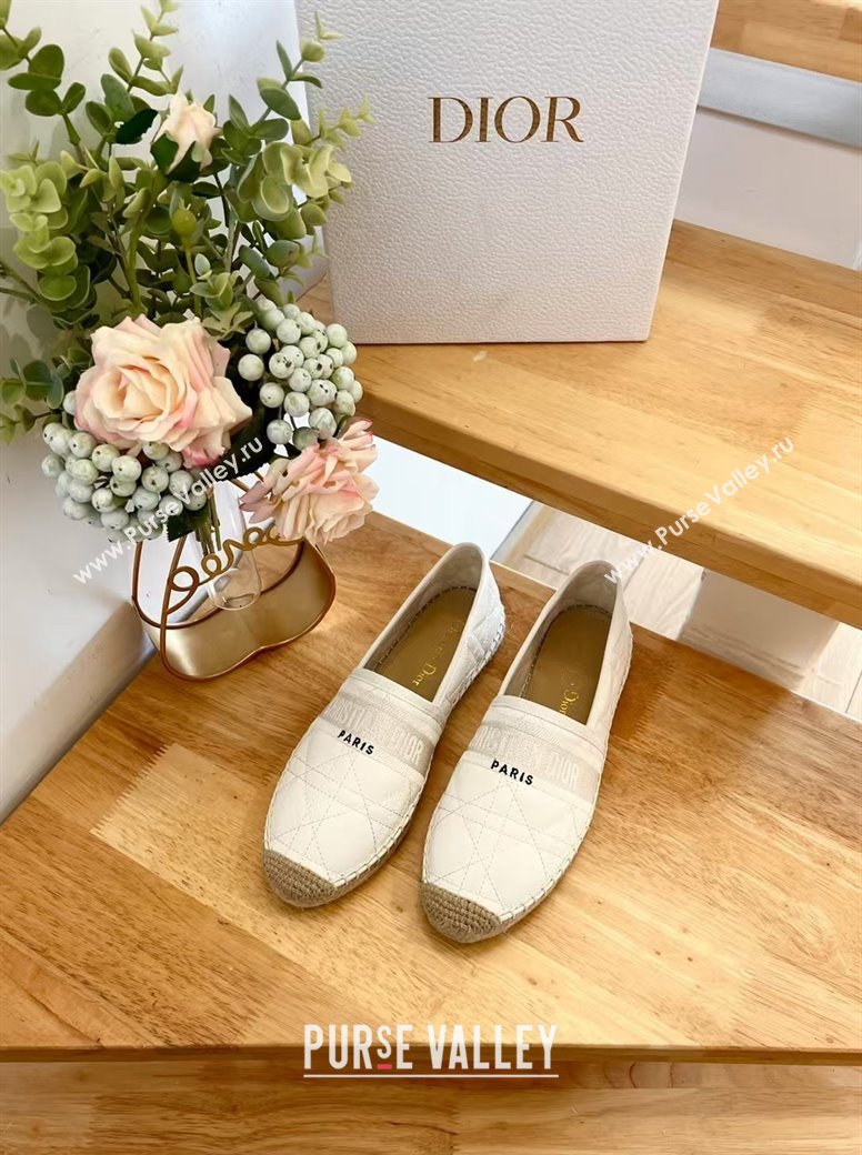 Dior Granville Espadrilles Flat in White Quilted Cannage Calfskin 2024 1231 (HB-241231079)