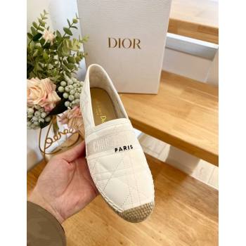 Dior Granville Espadrilles Flat in White Quilted Cannage Calfskin 2024 1231 (HB-241231079)