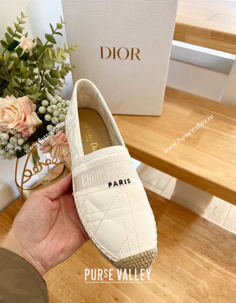 Dior Granville Espadrilles Flat in White Quilted Cannage Calfskin 2024 1231 (HB-241231079)