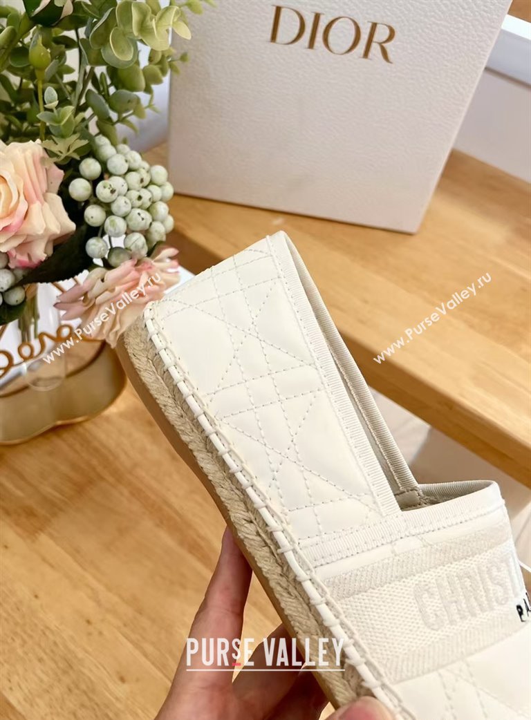 Dior Granville Espadrilles Flat in White Quilted Cannage Calfskin 2024 1231 (HB-241231079)