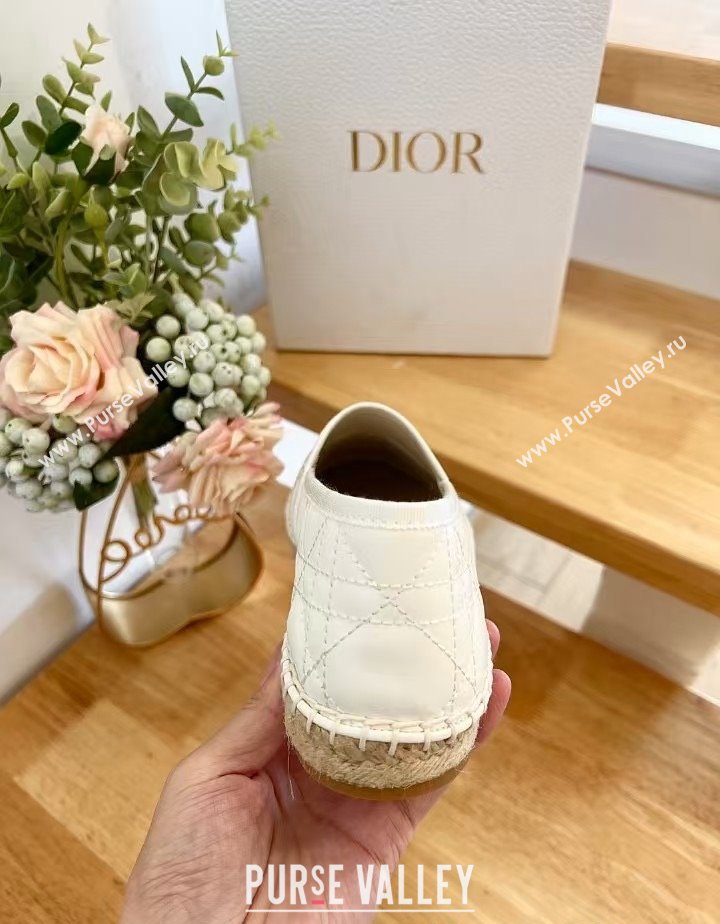 Dior Granville Espadrilles Flat in White Quilted Cannage Calfskin 2024 1231 (HB-241231079)