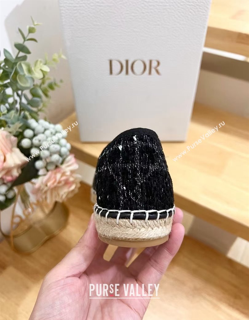 Dior Granville Espadrilles Flat in White and Black Cannage Tweed 2024 1231 (HB-241231080)