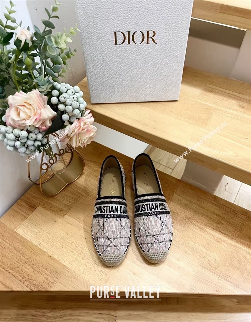 Dior Granville Espadrilles Flat in Beige and Black Cannage Tweed 2024 1231 (HB-241231081)