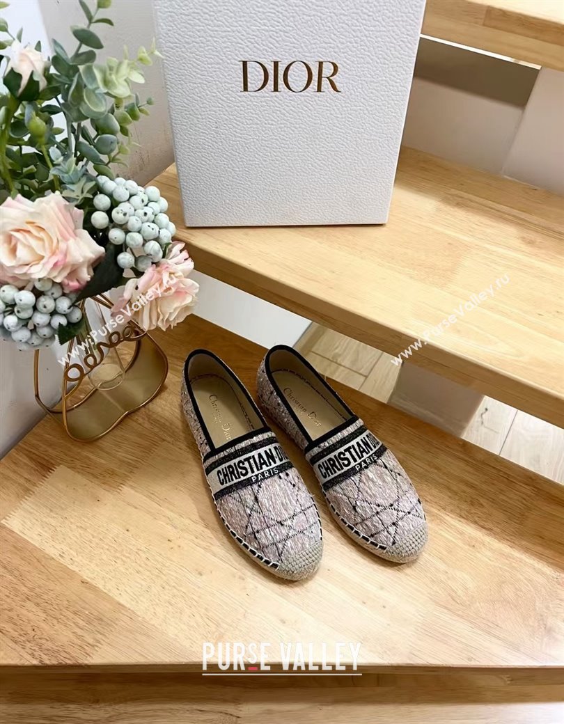 Dior Granville Espadrilles Flat in Beige and Black Cannage Tweed 2024 1231 (HB-241231081)