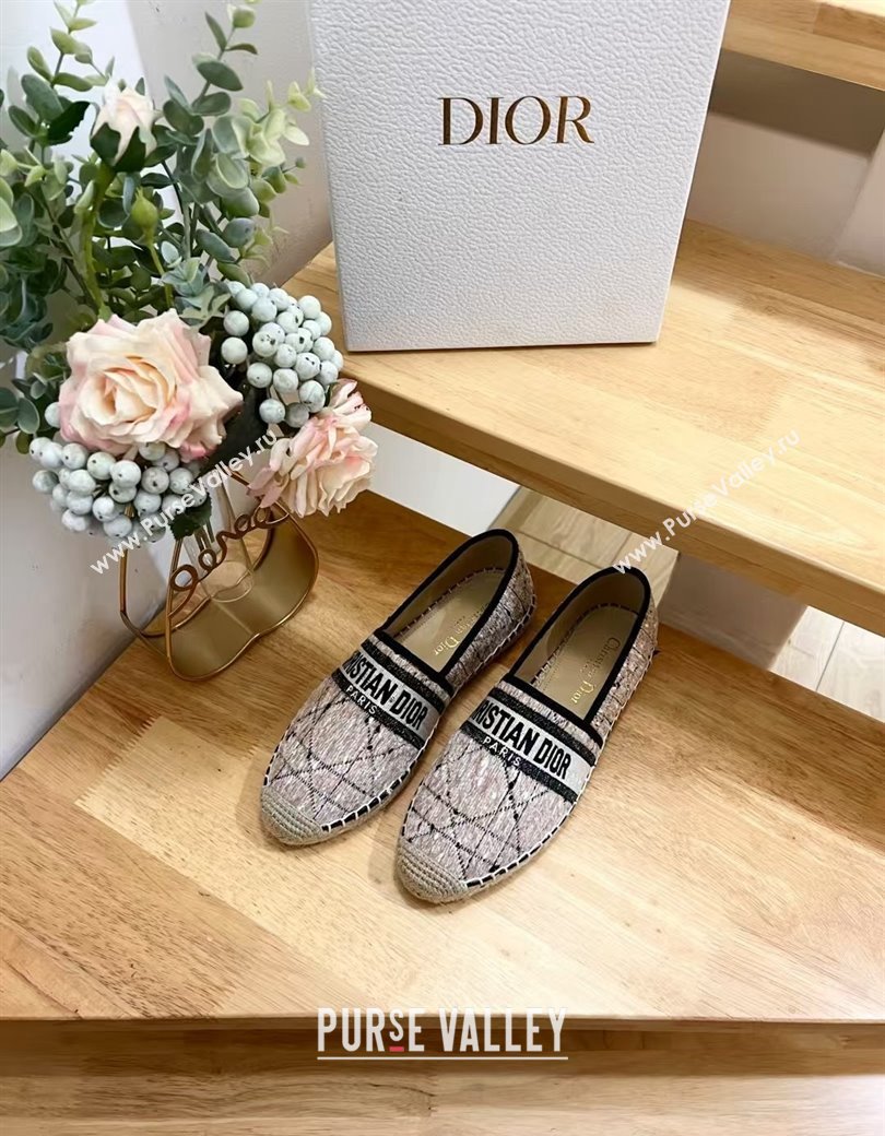 Dior Granville Espadrilles Flat in Beige and Black Cannage Tweed 2024 1231 (HB-241231081)