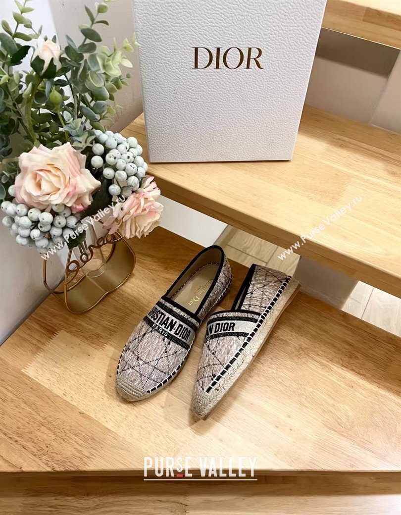 Dior Granville Espadrilles Flat in Beige and Black Cannage Tweed 2024 1231 (HB-241231081)