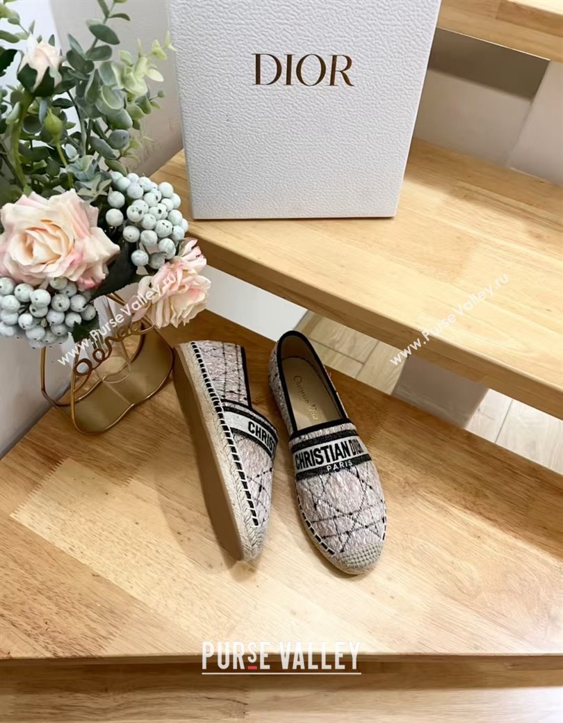 Dior Granville Espadrilles Flat in Beige and Black Cannage Tweed 2024 1231 (HB-241231081)