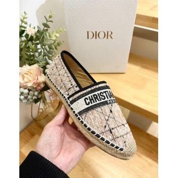 Dior Granville Espadrilles Flat in Beige and Black Cannage Tweed 2024 1231 (HB-241231081)