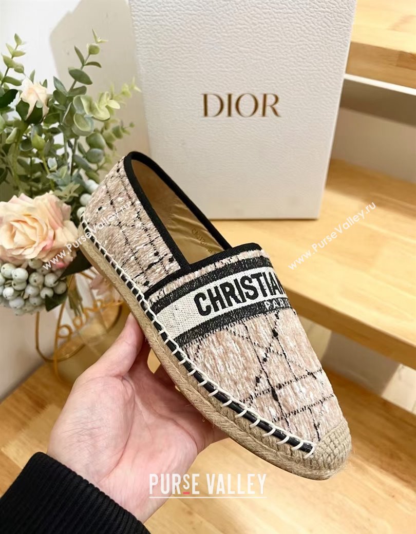 Dior Granville Espadrilles Flat in Beige and Black Cannage Tweed 2024 1231 (HB-241231081)