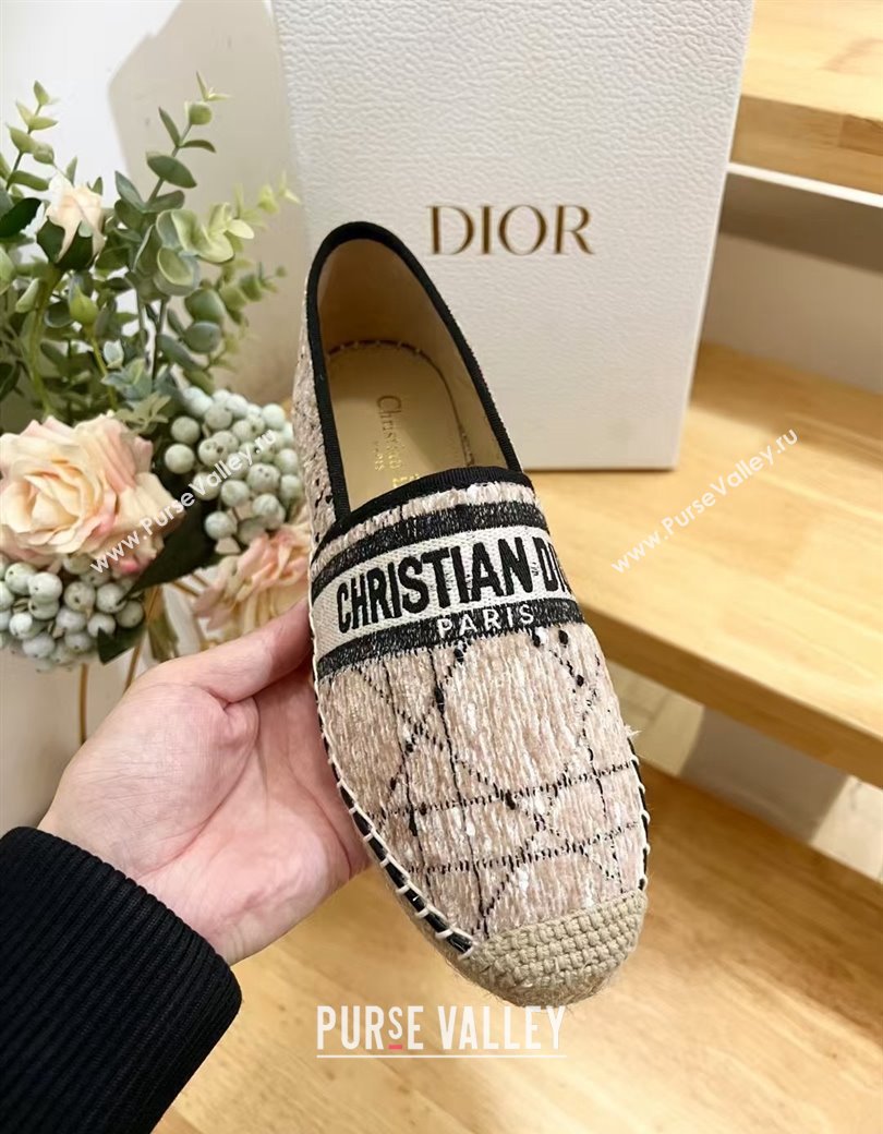 Dior Granville Espadrilles Flat in Beige and Black Cannage Tweed 2024 1231 (HB-241231081)