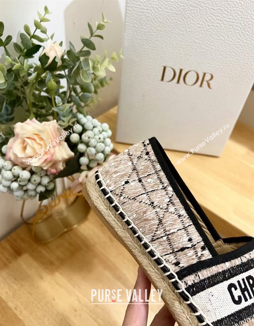 Dior Granville Espadrilles Flat in Beige and Black Cannage Tweed 2024 1231 (HB-241231081)