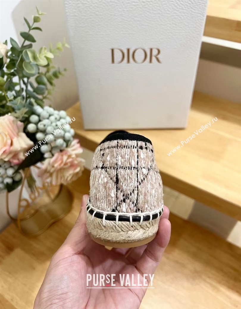 Dior Granville Espadrilles Flat in Beige and Black Cannage Tweed 2024 1231 (HB-241231081)