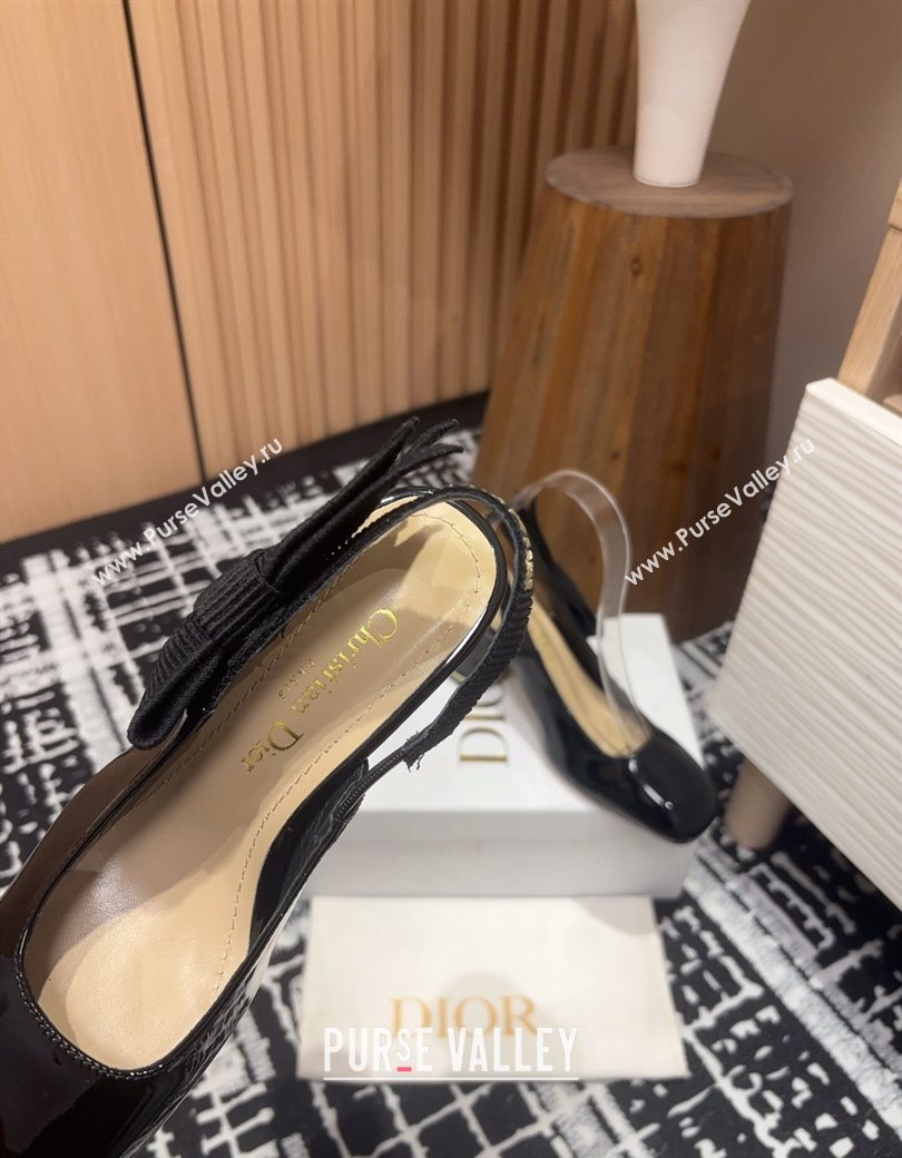 Dior Miss Dior Paris Slingback Pumps 8cm in Black Patent Calfskin 2024 (KL-241231082)