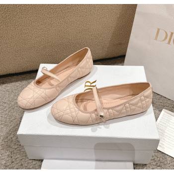 Dior Mary Janes Ballet Flats in Quilted Cannage Calfskin with Pearl Nude Pink 2024 12231 (MD-241231085)