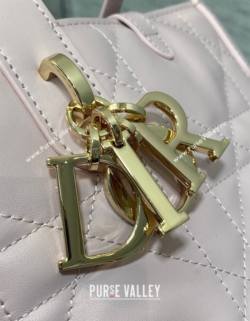 Dior Small Toujours Vertical Tote Bag in Macrocannage Calfskin Pale Pink 2025 2835 (XXG-250207072)