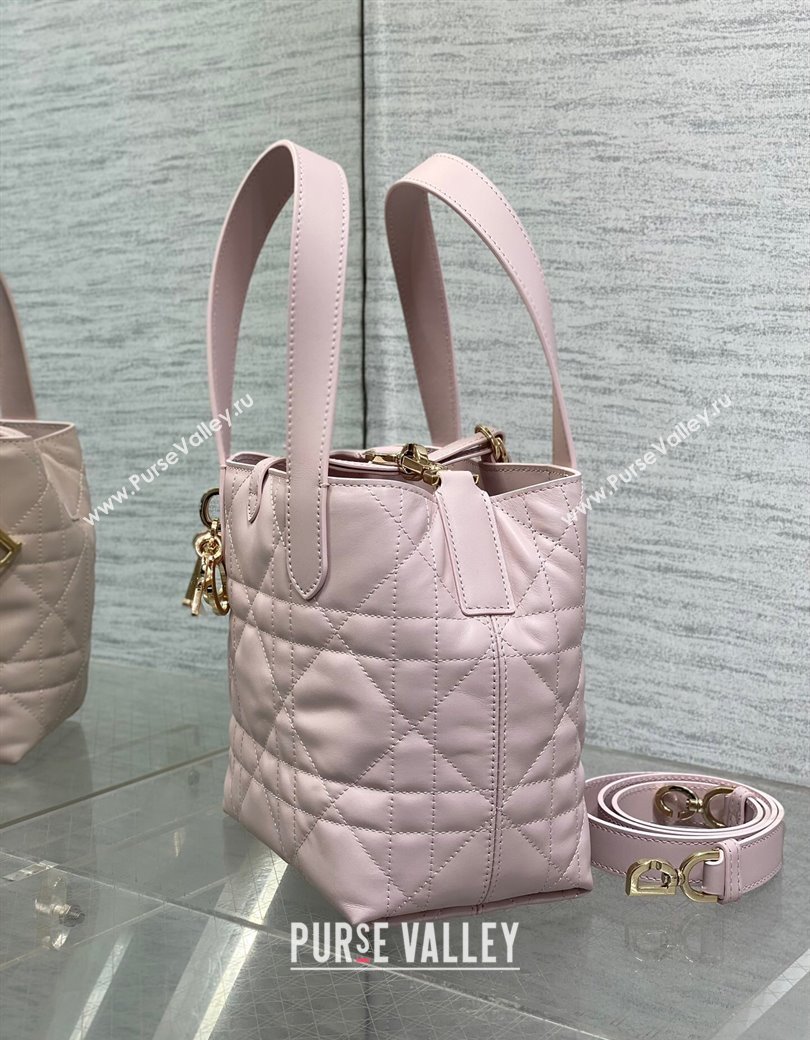 Dior Small Toujours Vertical Tote Bag in Macrocannage Calfskin Pale Pink 2025 2835 (XXG-250207072)
