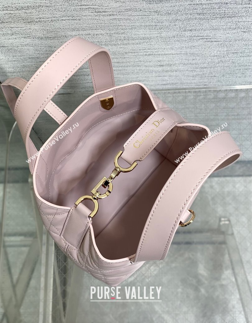 Dior Small Toujours Vertical Tote Bag in Macrocannage Calfskin Pale Pink 2025 2835 (XXG-250207072)