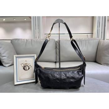 Dior Small D-Journey Hobo Bag in Crinkled Calfskin Black 2025 2416 (XXG-250207064)