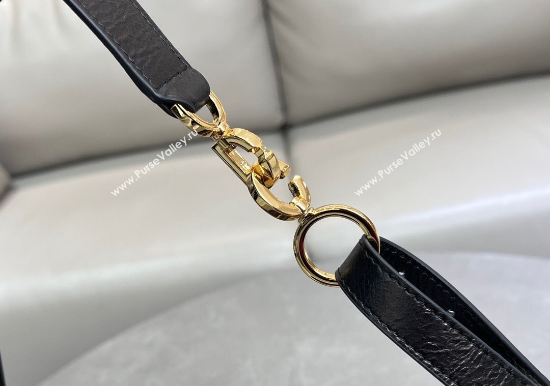 Dior Small D-Journey Hobo Bag in Crinkled Calfskin Black 2025 2416 (XXG-250207064)