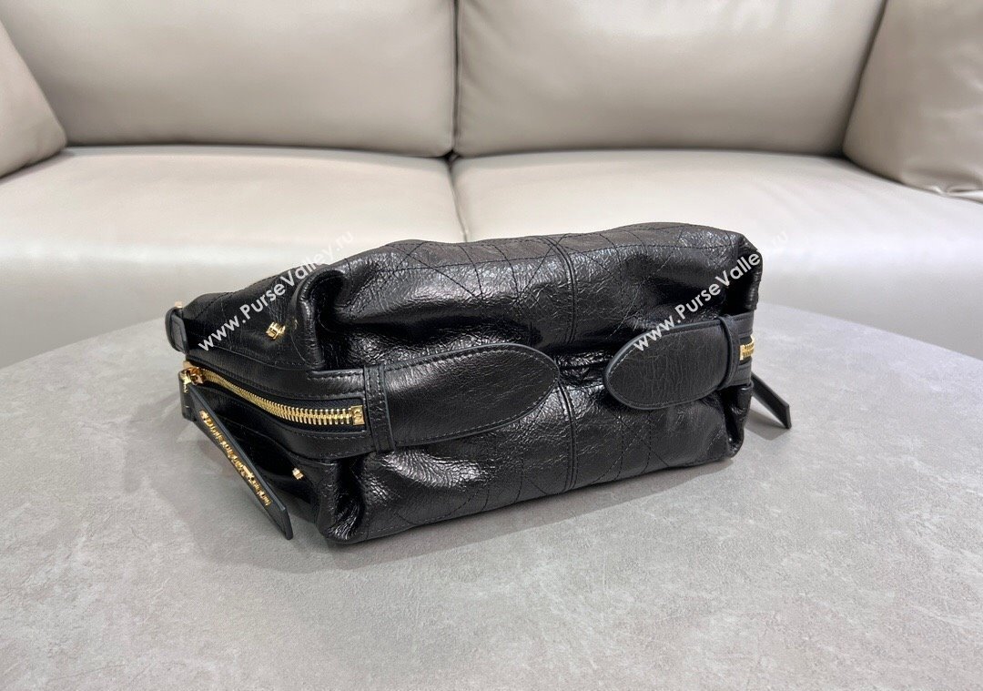 Dior Small D-Journey Hobo Bag in Crinkled Calfskin Black 2025 2416 (XXG-250207064)