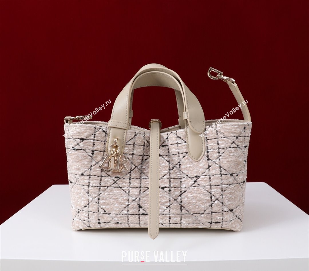 Dior Small Dior Toujours Bag in Cannage Tweed Beige/Pink 2025 M1188 (XXG-250208018)