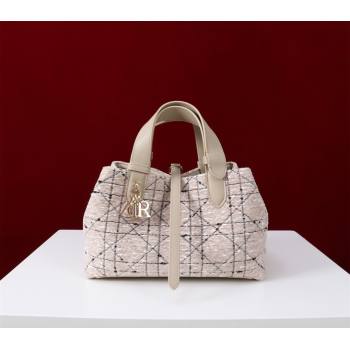 Dior Small Dior Toujours Bag in Cannage Tweed Beige/Pink 2025 M1188 (XXG-250208018)