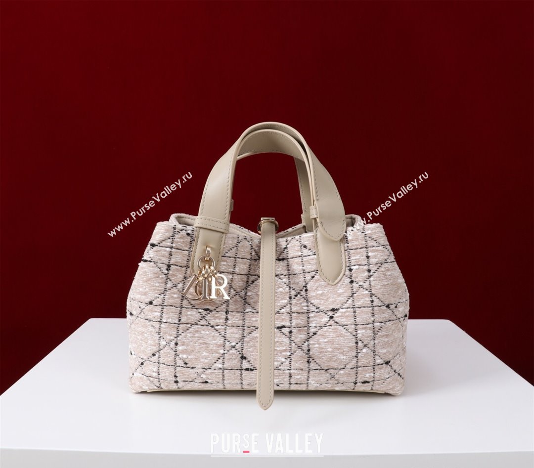 Dior Small Dior Toujours Bag in Cannage Tweed Beige/Pink 2025 M1188 (XXG-250208018)