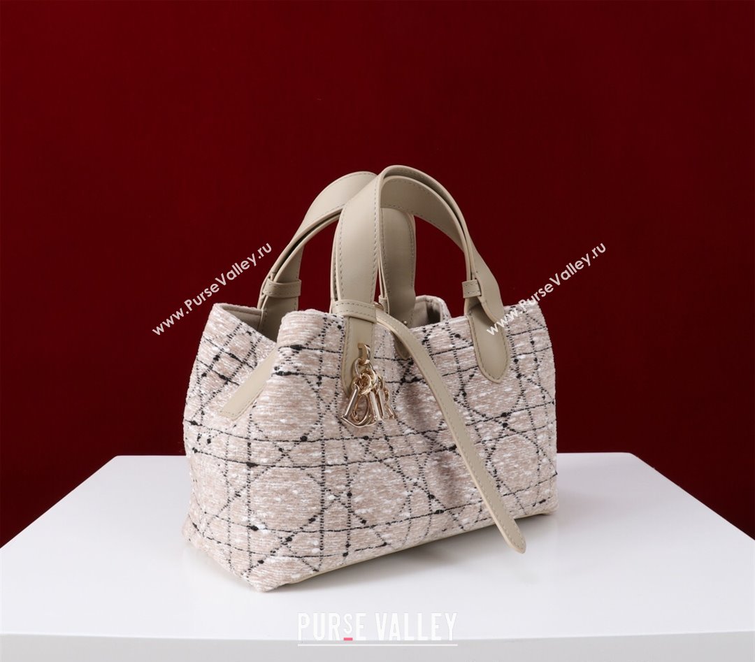 Dior Small Dior Toujours Bag in Cannage Tweed Beige/Pink 2025 M1188 (XXG-250208018)
