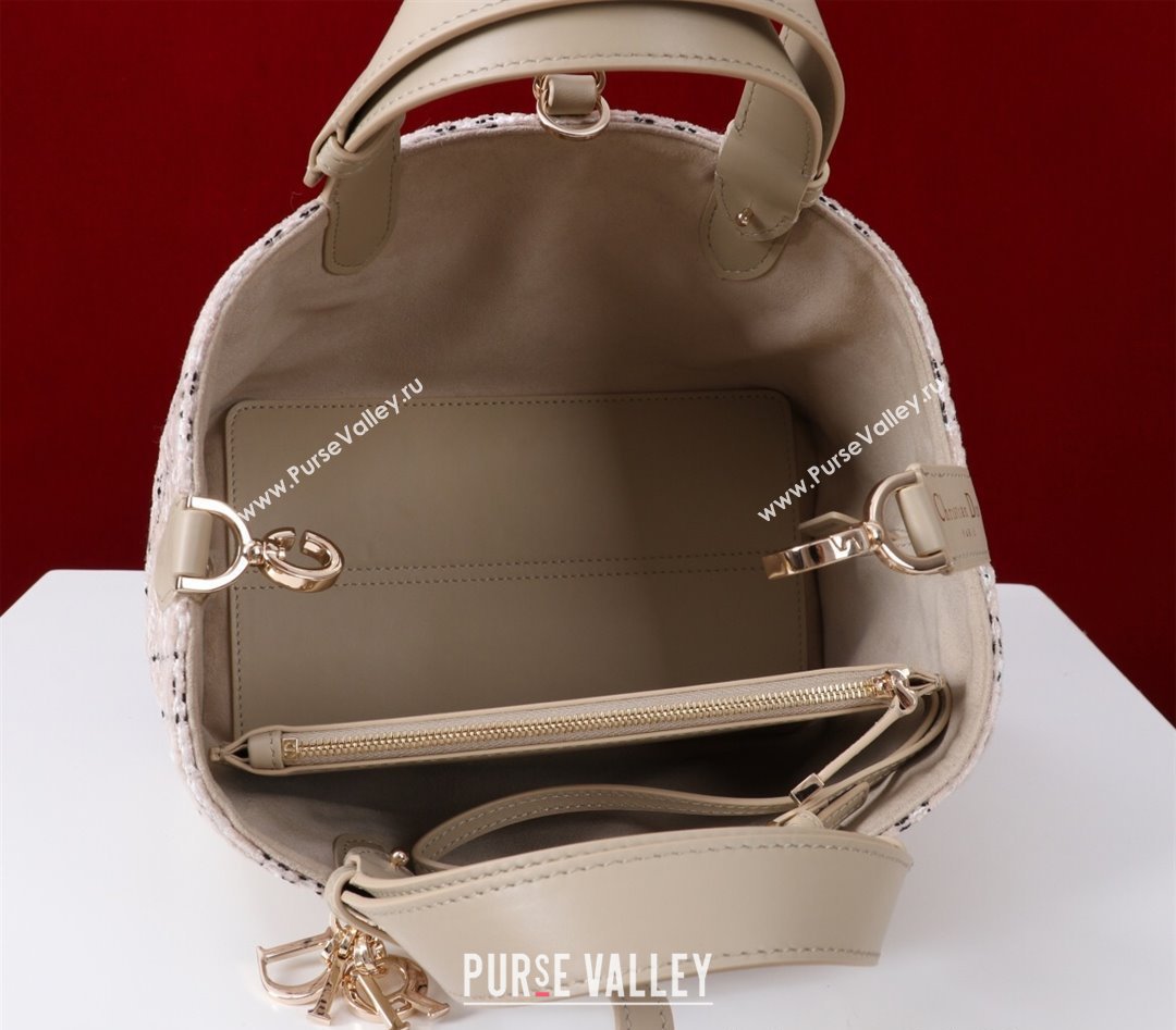 Dior Small Dior Toujours Bag in Cannage Tweed Beige/Pink 2025 M1188 (XXG-250208018)