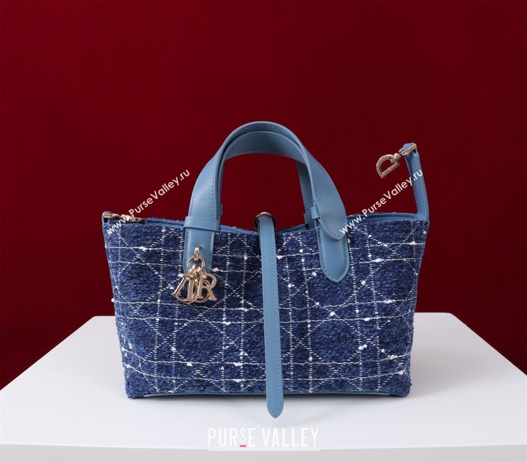 Dior Small Dior Toujours Bag in Cannage Tweed Denim Blue 2025 M1188 (XXG-250208019)