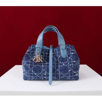 Dior Small Dior Toujours Bag in Cannage Tweed Denim Blue 2025 M1188 (XXG-250208019)