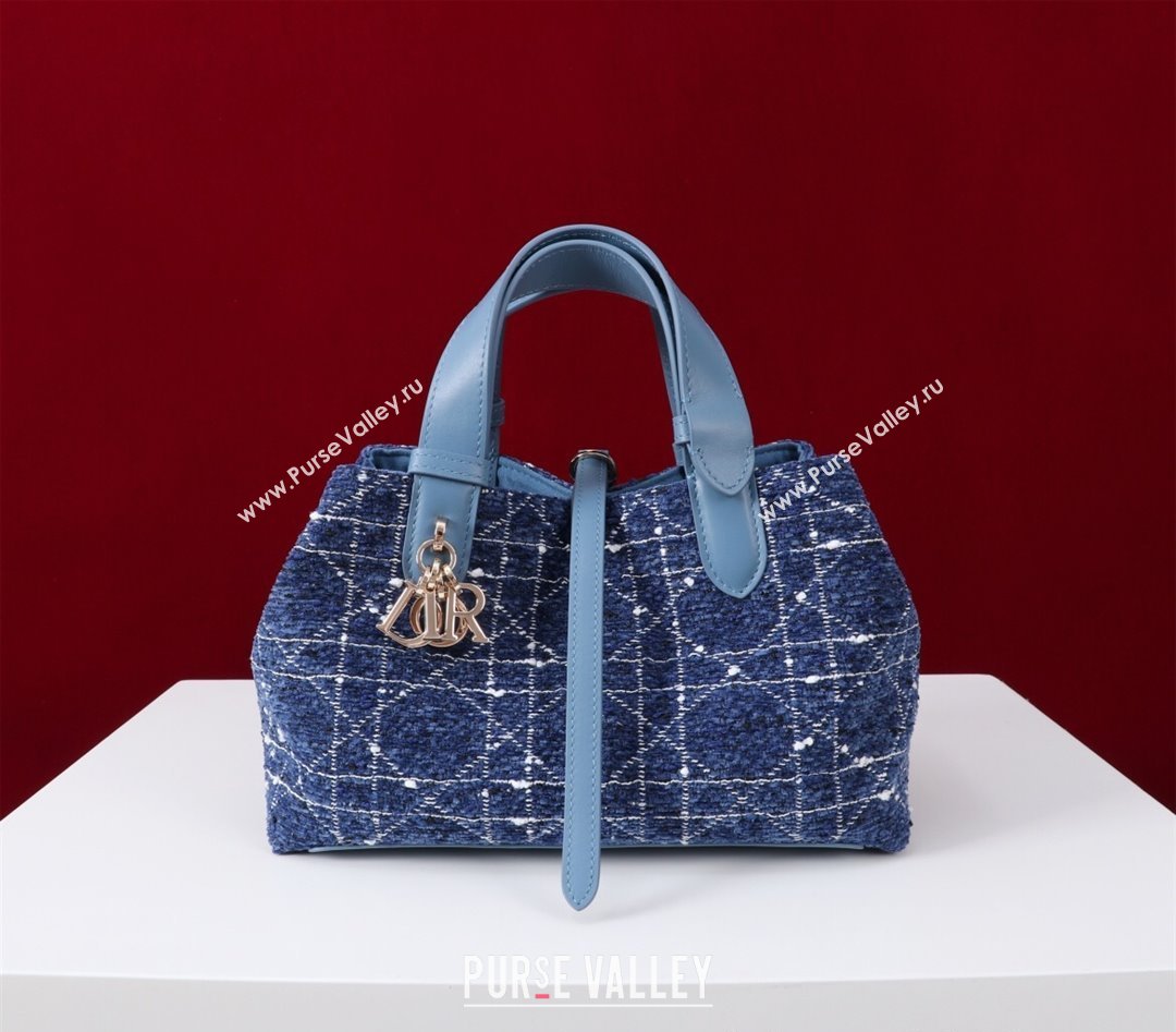 Dior Small Dior Toujours Bag in Cannage Tweed Denim Blue 2025 M1188 (XXG-250208019)