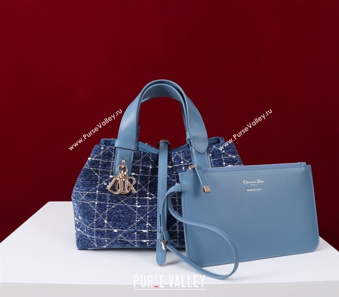 Dior Small Dior Toujours Bag in Cannage Tweed Denim Blue 2025 M1188 (XXG-250208019)