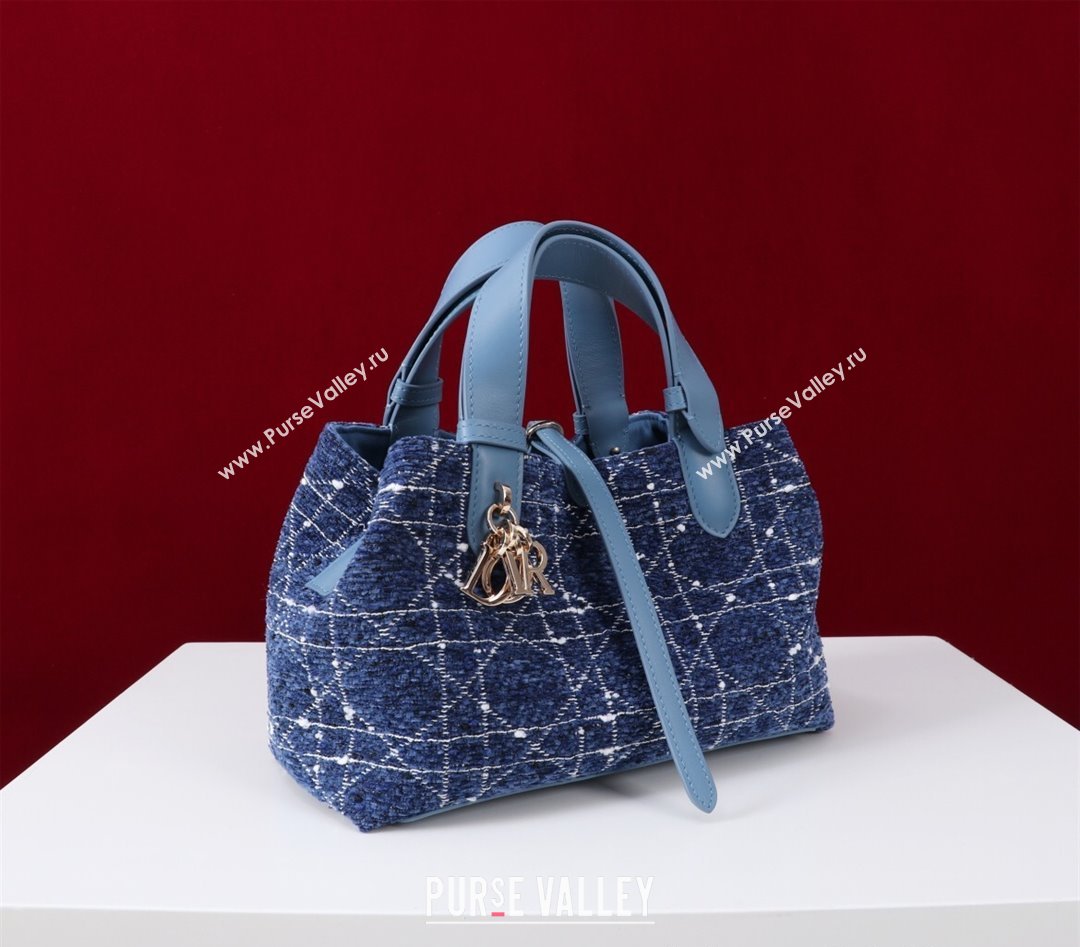 Dior Small Dior Toujours Bag in Cannage Tweed Denim Blue 2025 M1188 (XXG-250208019)