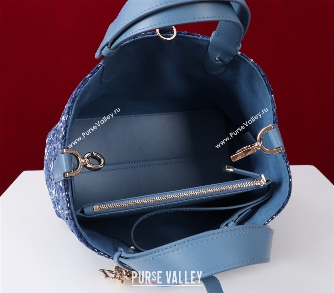 Dior Small Dior Toujours Bag in Cannage Tweed Denim Blue 2025 M1188 (XXG-250208019)
