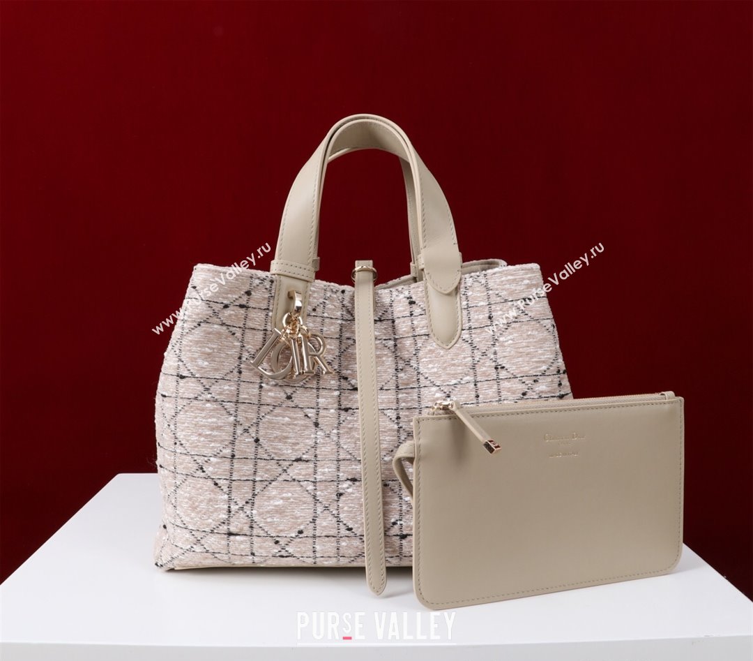 Dior Medium Dior Toujours Bag in Cannage Tweed Beige/Pink 2025 M1188 (XXG-250208020)