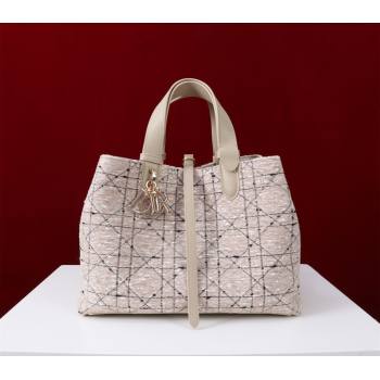 Dior Medium Dior Toujours Bag in Cannage Tweed Beige/Pink 2025 M1188 (XXG-250208020)