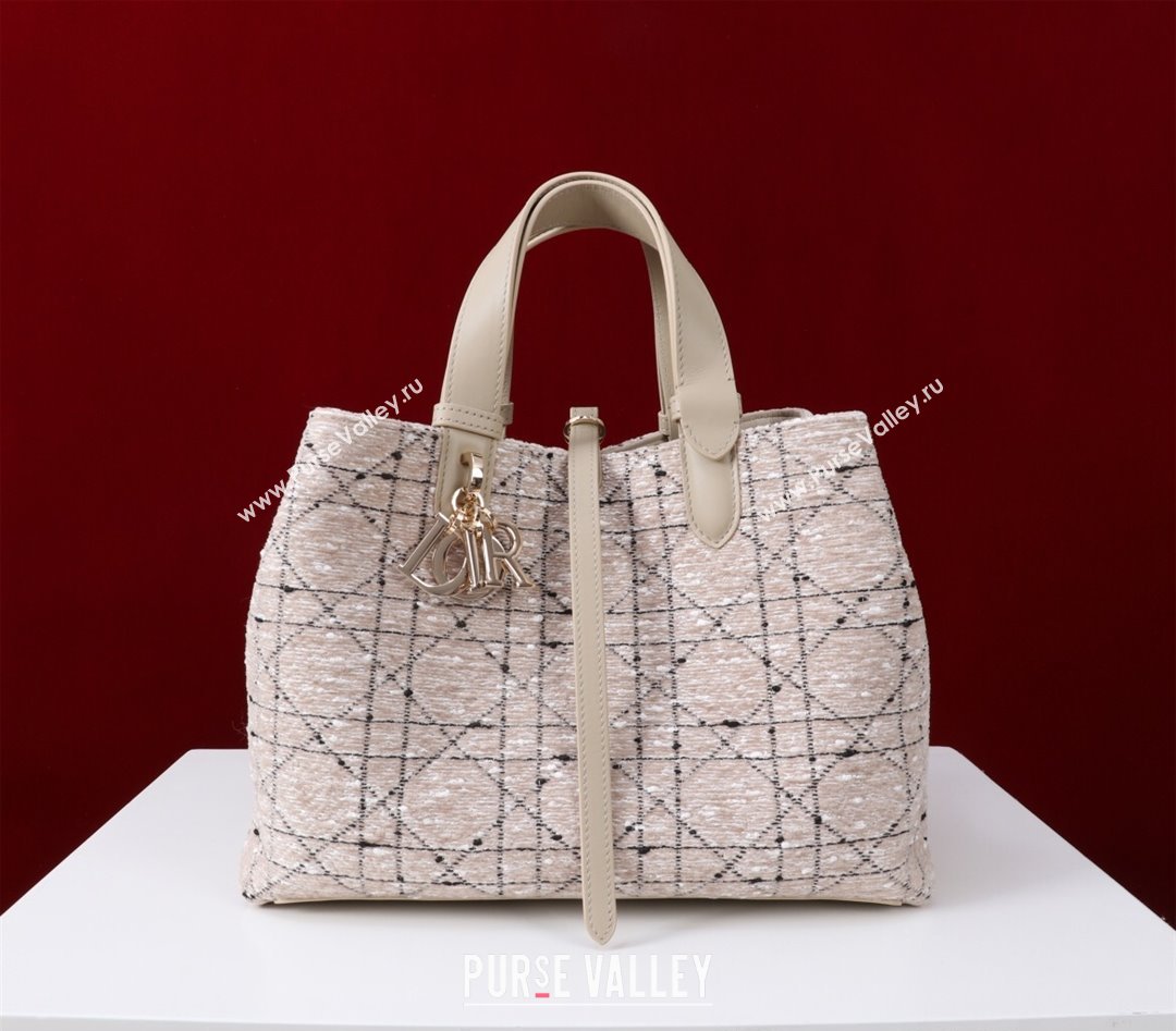Dior Medium Dior Toujours Bag in Cannage Tweed Beige/Pink 2025 M1188 (XXG-250208020)