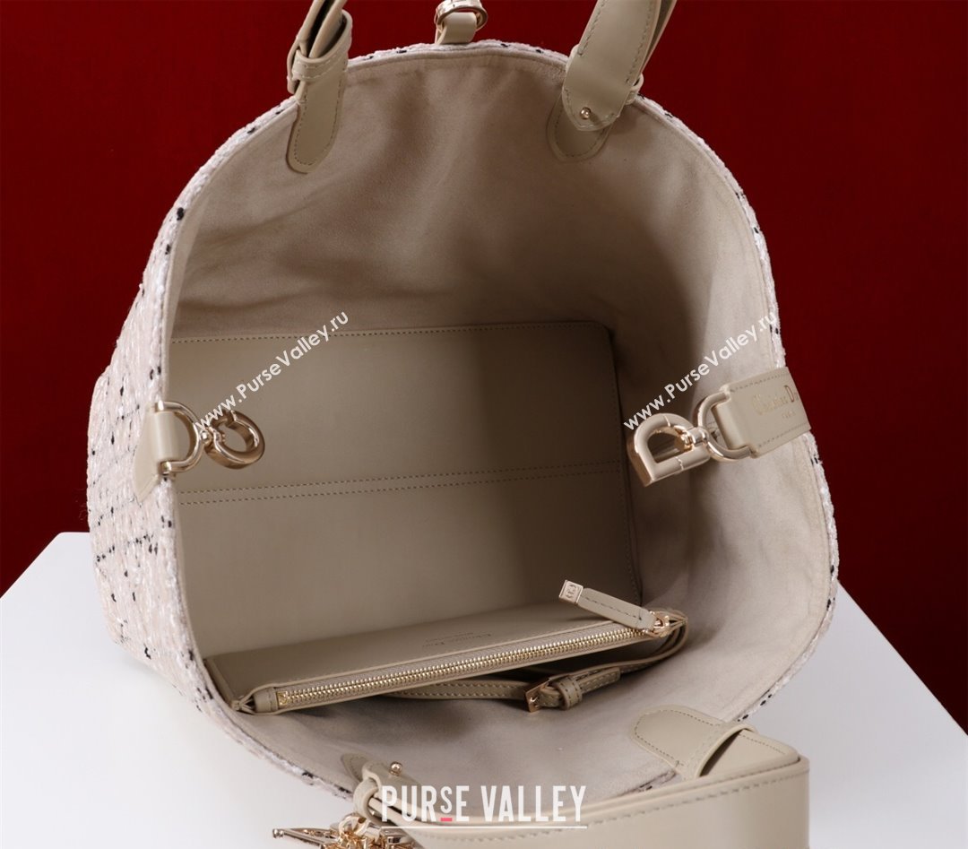 Dior Medium Dior Toujours Bag in Cannage Tweed Beige/Pink 2025 M1188 (XXG-250208020)