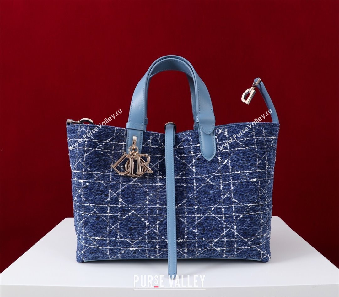 Dior Medium Dior Toujours Bag in Cannage Tweed Denim Blue 2025 M1188 (XXG-250208021)