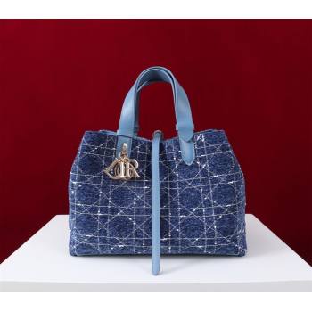 Dior Medium Dior Toujours Bag in Cannage Tweed Denim Blue 2025 M1188 (XXG-250208021)