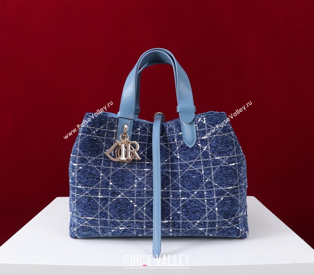 Dior Medium Dior Toujours Bag in Cannage Tweed Denim Blue 2025 M1188 (XXG-250208021)
