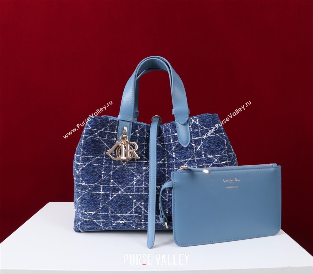 Dior Medium Dior Toujours Bag in Cannage Tweed Denim Blue 2025 M1188 (XXG-250208021)