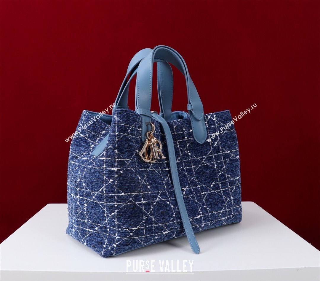 Dior Medium Dior Toujours Bag in Cannage Tweed Denim Blue 2025 M1188 (XXG-250208021)