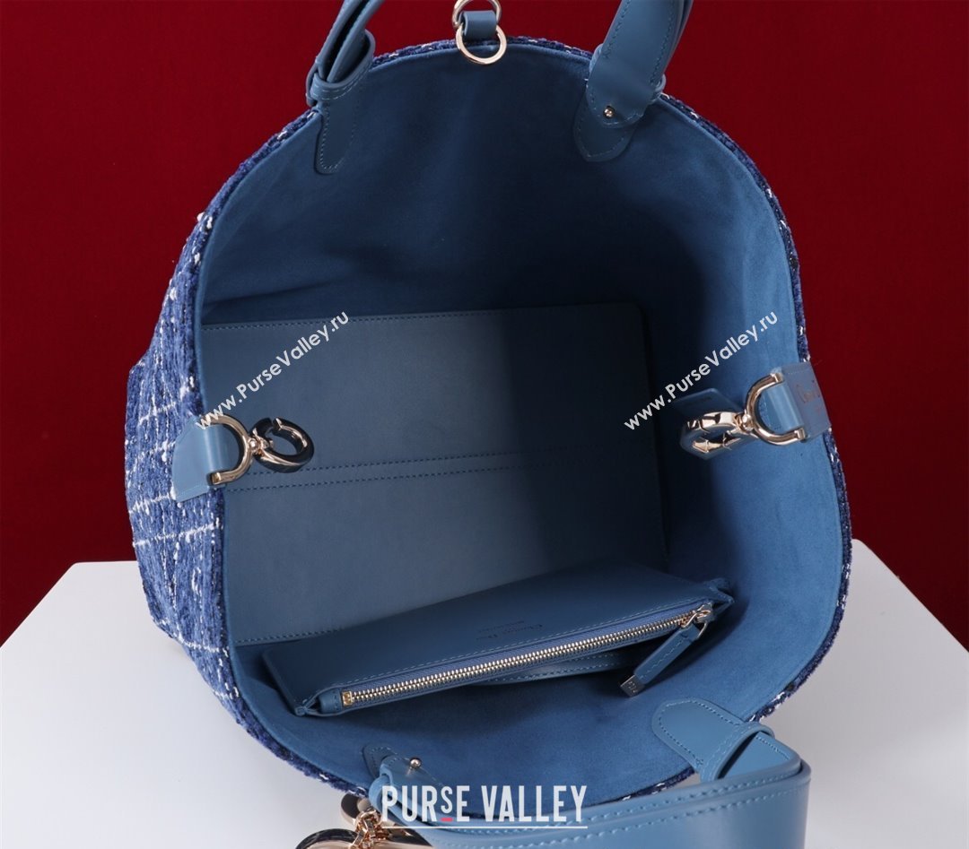Dior Medium Dior Toujours Bag in Cannage Tweed Denim Blue 2025 M1188 (XXG-250208021)