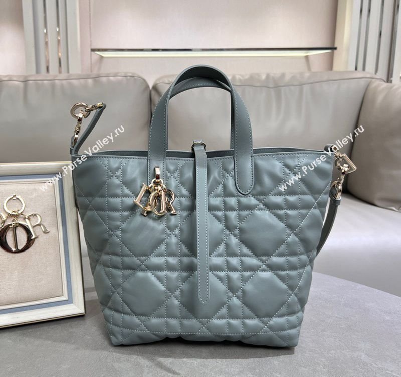Dior Medium Toujours Vertical Tote Bag in Macrocannage Calfskin Slate Grey 2025 2836 (XXG-250207077)