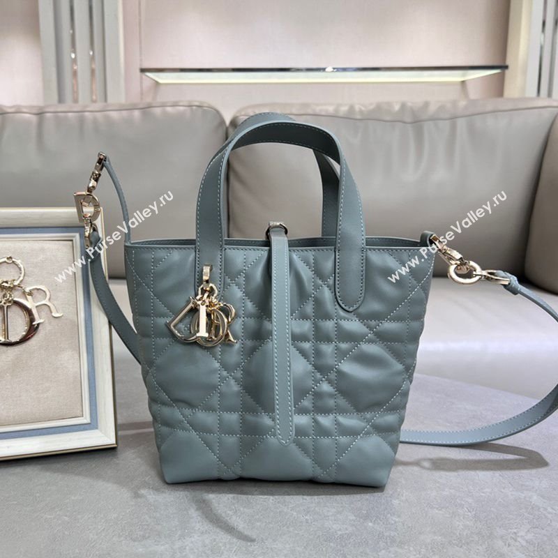 Dior Small Toujours Vertical Tote Bag in Macrocannage Calfskin Slate Grey 2025 2835 (XXG-250207075)