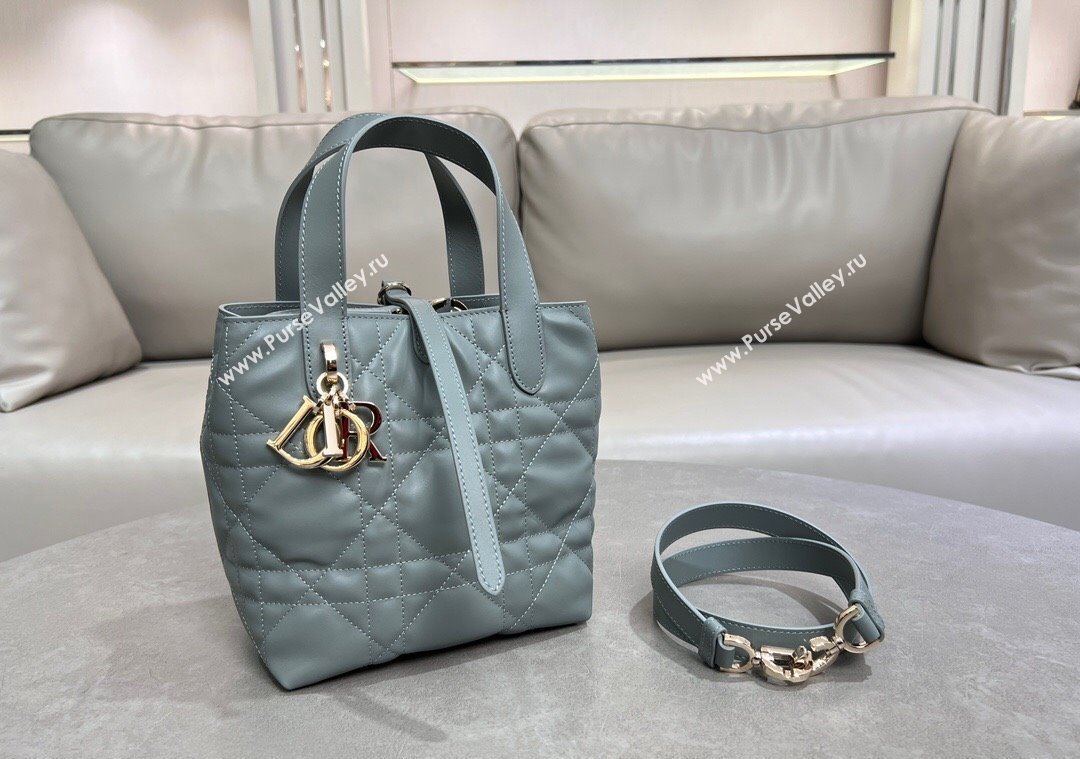 Dior Small Toujours Vertical Tote Bag in Macrocannage Calfskin Slate Grey 2025 2835 (XXG-250207075)