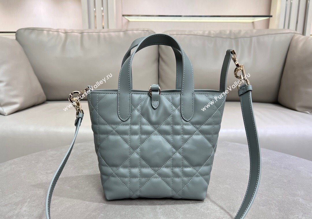Dior Small Toujours Vertical Tote Bag in Macrocannage Calfskin Slate Grey 2025 2835 (XXG-250207075)